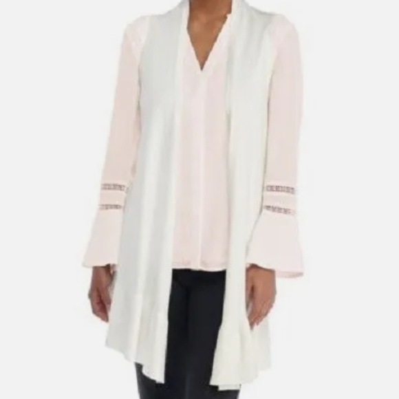 THE LIMITED Marshmallow Ivory Open Front Sleeveless Ruffle Sweater Vest - Picture 11 of 12